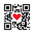 Smartphone readable QR code I love you with heart icon