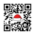 Smartphone readable QR code Merry Xmas and Happy New Year with Santa hat Royalty Free Stock Photo