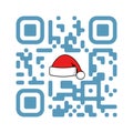 Smartphone readable QR code Merry Xmas with Santa Claus hat Royalty Free Stock Photo