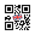 Smartphone readable QR code with UK flag icon Royalty Free Stock Photo