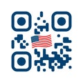 Smartphone readable QR code with USA flag icon Royalty Free Stock Photo