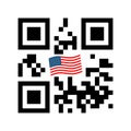 Smartphone readable QR code with USA flag icon Royalty Free Stock Photo