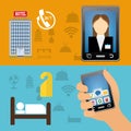 Smartphone receptionist and hotel with digital apps design