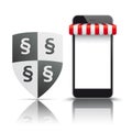 Smartphone Red Awning Shop Protection Shield Paragraph Royalty Free Stock Photo