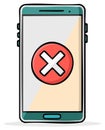 Smartphone with red X mark, communication error illustration Royalty Free Stock Photo