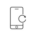 Smartphone reload button linear icon. Thin line illustration. Vector isolated outline drawing