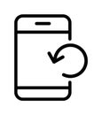 Smartphone reload updates repeat telephone vector icon in line art style. Phone pictogram screen linear style sign for