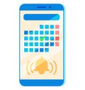 Smartphone reminder alert displayed, setting important event on mobile calendar app. Efficient planning concept, phone