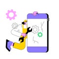 Smartphone repair abstract concept vector illustration.