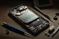 Smartphone repair close-up. AI Generated Royalty Free Stock Photo