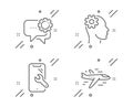 Smartphone repair, Engineering and Employees messenger icons set. Airplane sign. Vector