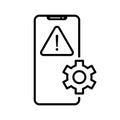 Smartphone repair icon. Device Settings icon. Linear gear on mobile icon