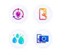 Smartphone repair, Water drop and Idea icons set. Recovery computer sign. Phone recovery, Aqua, Lightbulb. Vector