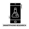 smartphone research icon, black vector sign with editable strokes, concept illustration