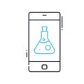 smartphone research line icon, outline symbol, vector illustration, concept sign