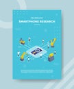 Smartphone research technology concept for template banner and flyer with isometric style