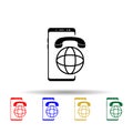 Smartphone roaming, world multi color style icon. Simple glyph, flat vector of mobile concept icons for ui and ux, website or