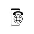 smartphone roaming, world vector icon for websites and mobile minimalistic flat design