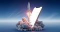 Smartphone and Rocket Launch for Startup Business Boost Royalty Free Stock Photo