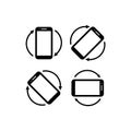 Smartphone rotation icons. Phone rotate set. Phone tilt vertical and horizontal signs. mobile icon on isolated background. New