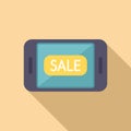 Smartphone sale icon flat vector. Buy card