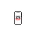 Smartphone scan QR code, mobile phone. Vector icon template