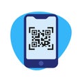Smartphone scanning QR code icon vector illustration isolated on white Royalty Free Stock Photo