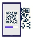 Smartphone scanning QR code, technology concept, electronic device screen. QR code