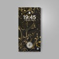 Smartphone screen with abstract wavy marble wallpaper design Royalty Free Stock Photo