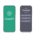 Smartphone screen with ChatGPT chat, AI tool, and artificial intelligence chatbot from OpenAI.