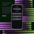 Smartphone screen with ChatGPT chat, AI tool, and artificial intelligence chatbot from