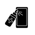 Smartphone screen cleaning black glyph icon Royalty Free Stock Photo