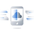 Smartphone screen, cloud technology, storage space access, cloud services Royalty Free Stock Photo