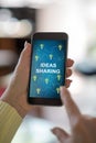 Ideas sharing concept on a smartphone Royalty Free Stock Photo