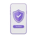 Smartphone Screen Displaying Verified Security Shield and Checkmark Icon mobile phone Royalty Free Stock Photo