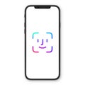 Smartphone with screen Face password, identification icon. Facial recognition scan. Face Security Royalty Free Stock Photo