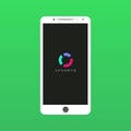 Smartphone screen and loading icon, green screen background, vector Royalty Free Stock Photo