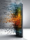 Smartphone Screen Melting Into Streams of Colorful Code Representing Digital Integration and Technologys Impact on Daily Royalty Free Stock Photo