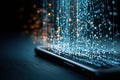 Smartphone Screen Melts Into Digital Code, Representing the Fusion of Technology and Data in Modern Life Royalty Free Stock Photo