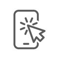 Smartphone screen and mouse arrow click