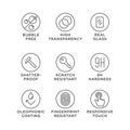 Smartphone screen protection icon set, tempered glass, screen Royalty Free Stock Photo