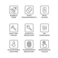 Smartphone screen protection icon set, tempered glass, screen Royalty Free Stock Photo