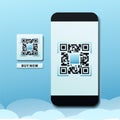 Smartphone screen with qr scan. Scanning qr code for online payments, online purchases, money transfers.