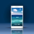 Smartphone screen with sea landscape. Royalty Free Stock Photo