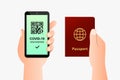 Smartphone screen showing vaccination pass with QR code Royalty Free Stock Photo
