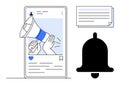 Social Media Notification with Megaphone, Document, and Bell for Alerts and Communication Royalty Free Stock Photo