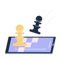 Smartphone screen with special application for playing chess online Royalty Free Stock Photo