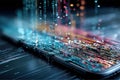 Smartphone Screen Transitions Into Flowing Code, Illustrating Digital Integration in a Modern Technology Environment Royalty Free Stock Photo