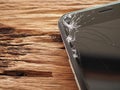 Smartphone screens break from falling ground and space agreement with the concept of accident technology, insurance, repair, maint Royalty Free Stock Photo