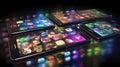 Smartphone screens displaying various social media apps, highlighting the ubiquity of social networking in modern life Royalty Free Stock Photo